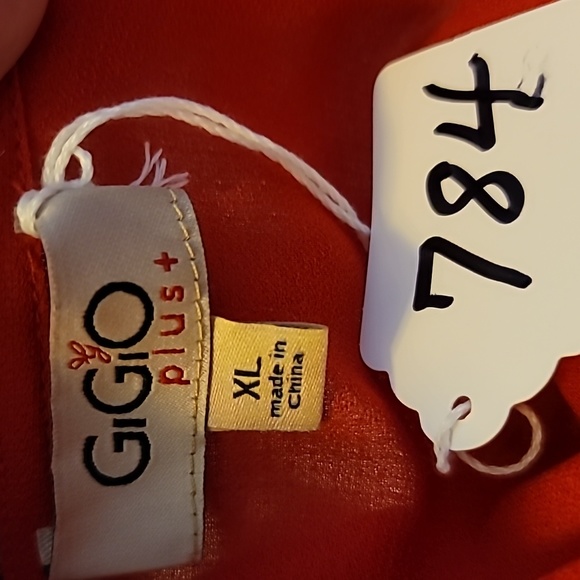 GiGiO plus XL womens red blouse shear large flutter sleeve back keyhole - Picture 12 of 13